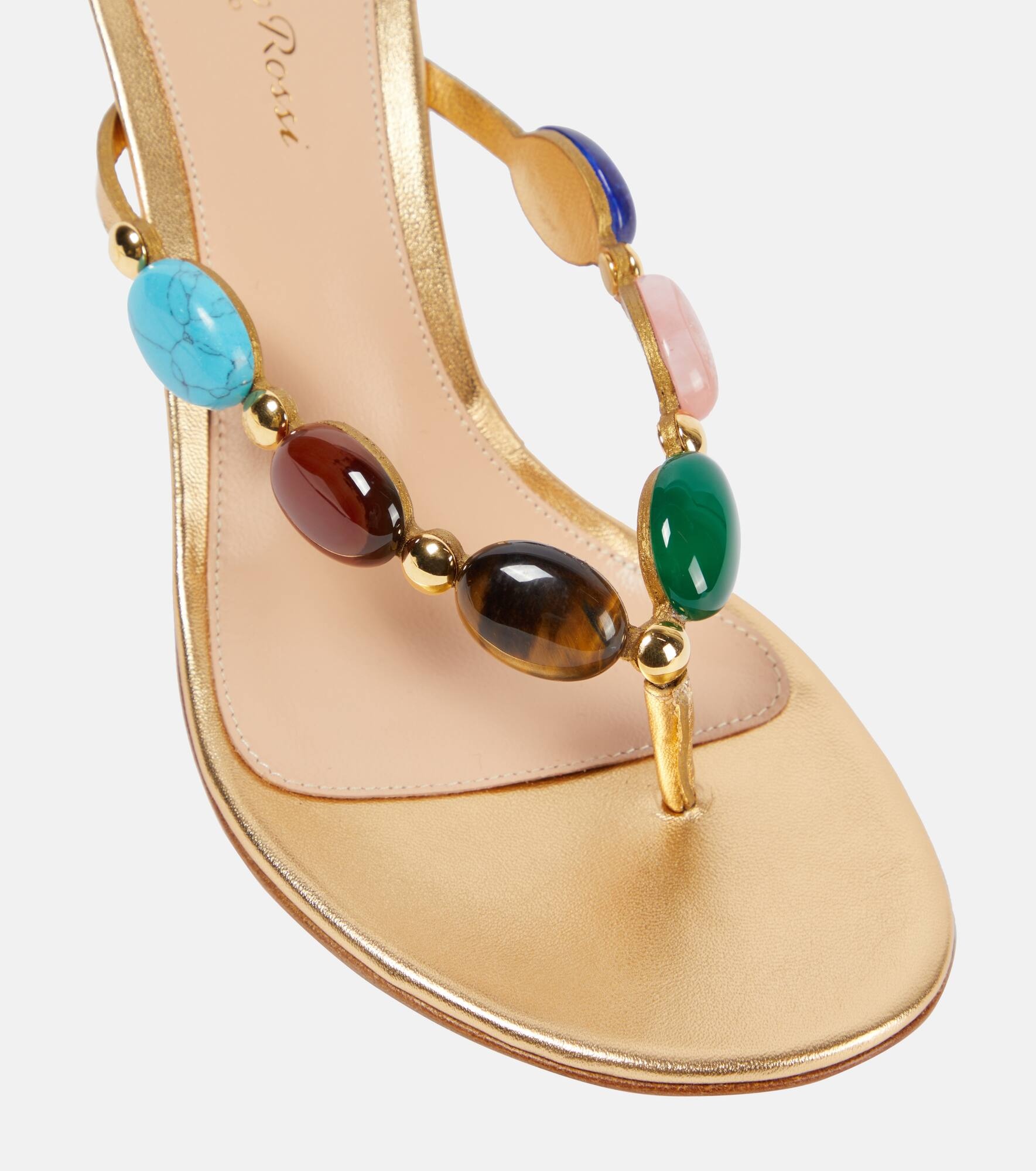 Shanti embellished leather thong sandals - 5