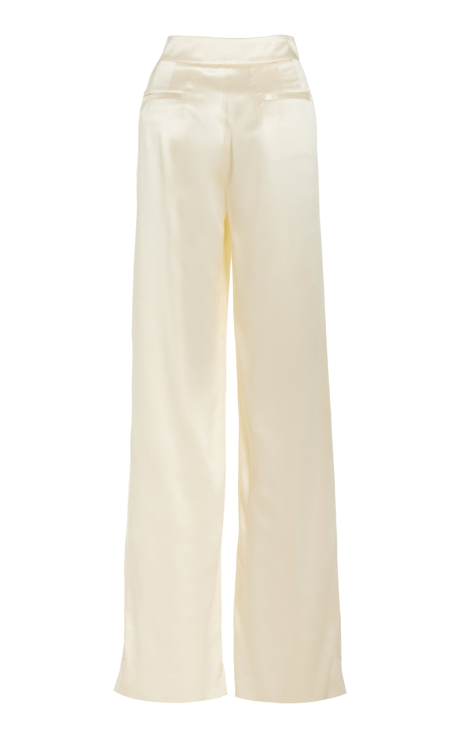 Relaxed Silk Wide-Leg Pants ivory - 4