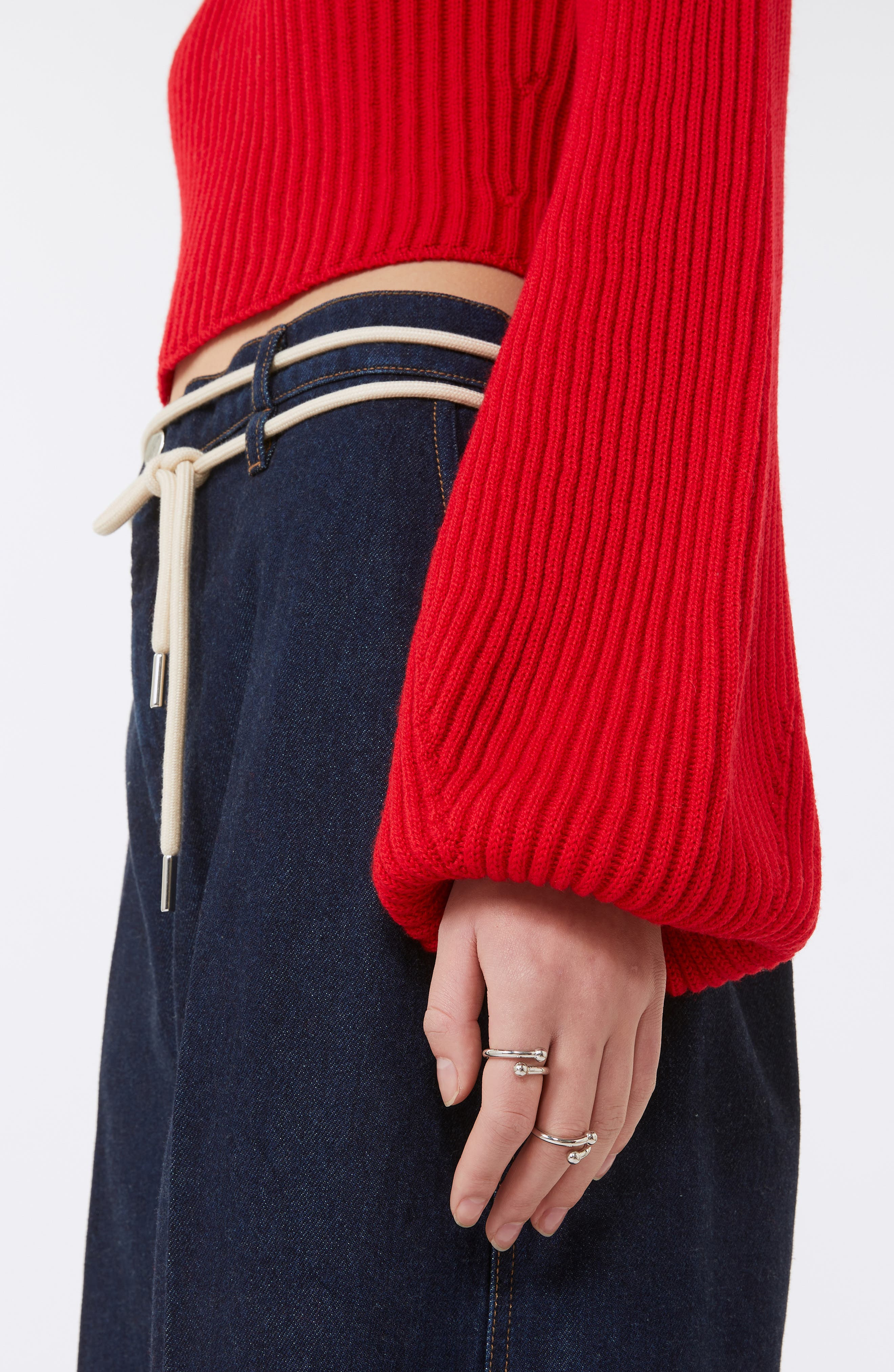 SPORTMAX Marmo Bell Sleeve Crop Sweater in Red at Nordstrom - 3