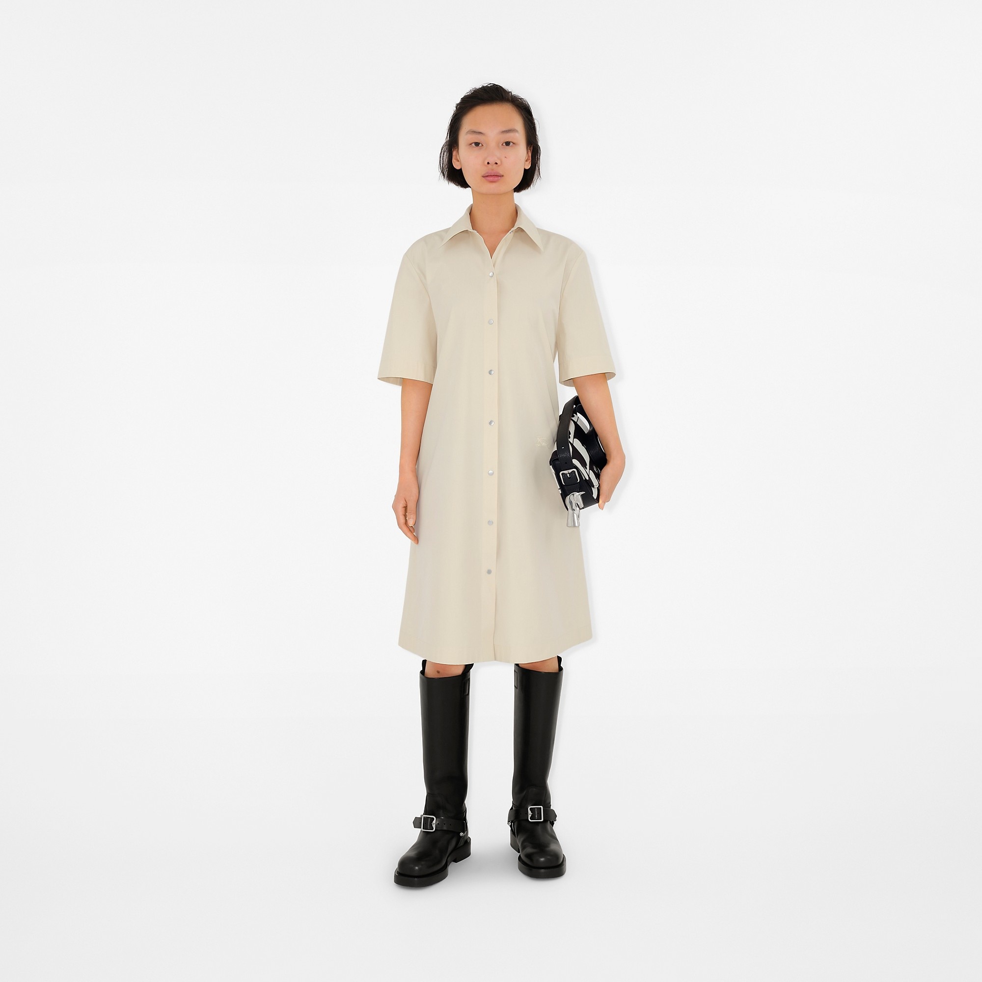 Cotton Blend Shirt Dress - 2