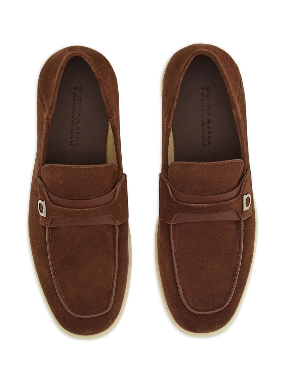 Gancini-plaque suede loafers - 4