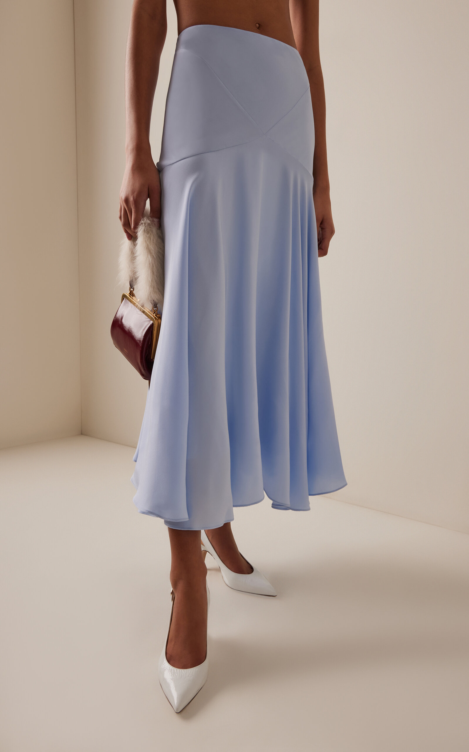 Exclusive Riviera Silk-Blend Crepe Midi Skirt blue - 5