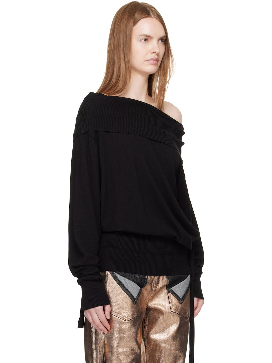 Black Upside Down Knit Sweater - 2