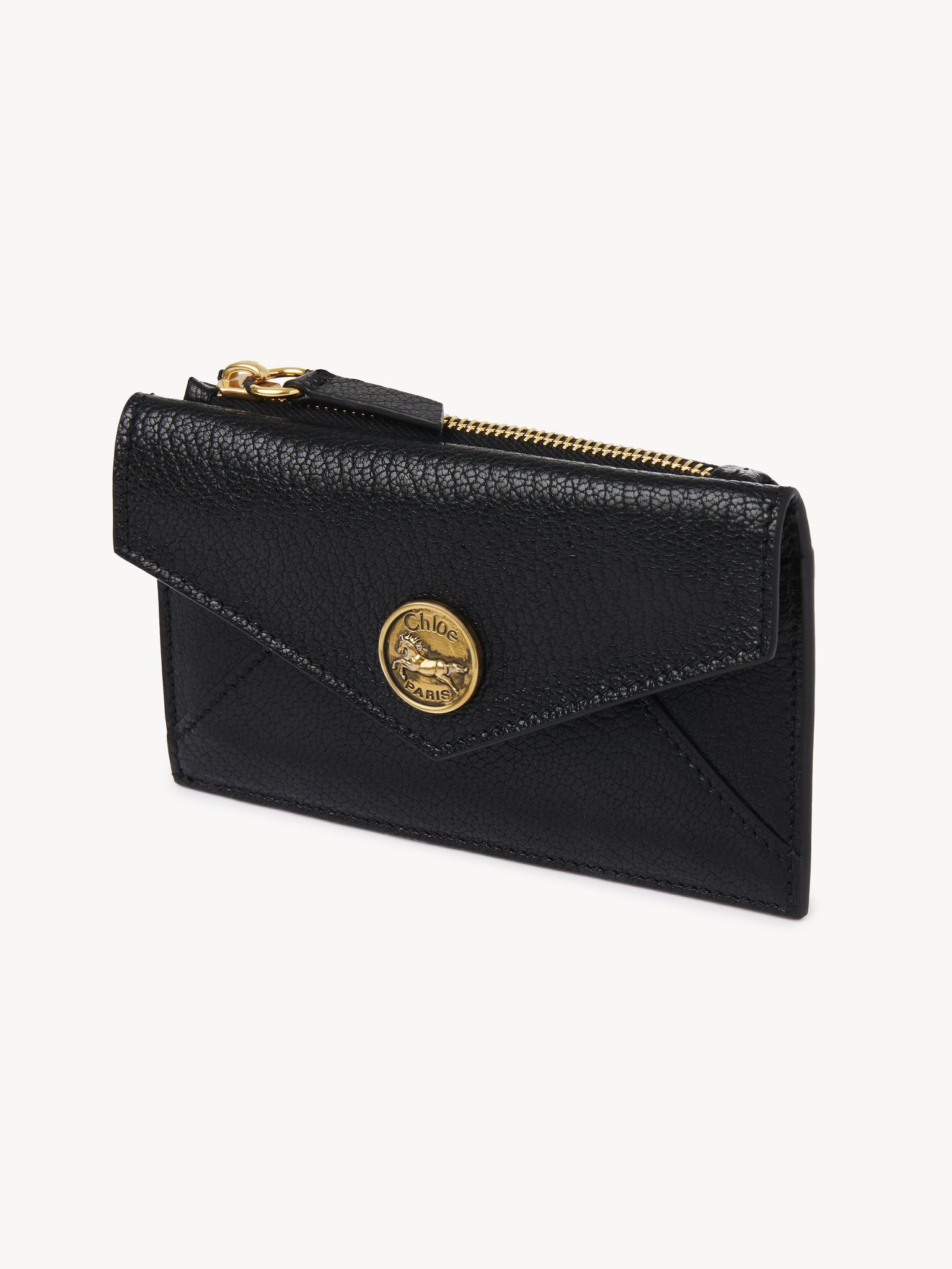 SMALL ENVELOPE PURSE WITH CARD SLOTS IN GRAINED LEATHER - 2