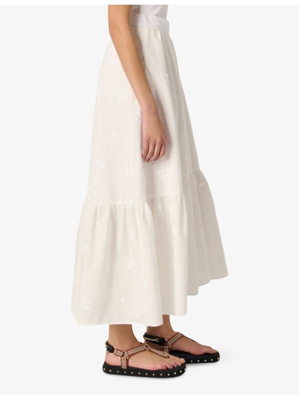 Sequin-Embellished Curved-Hem Woven Midi Skirt - 3