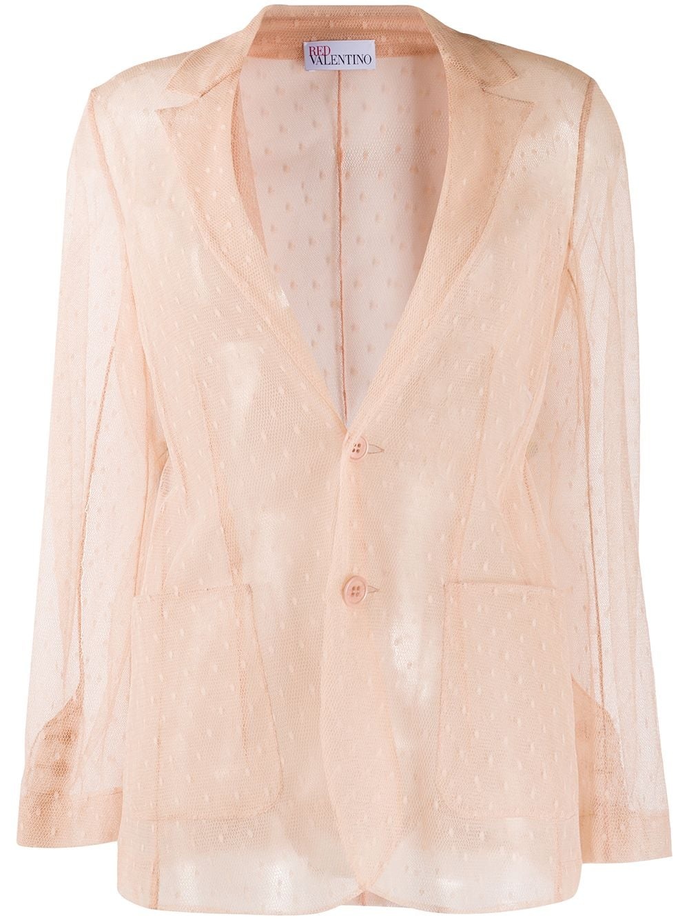 sheer mesh single-breasted jacket - 1