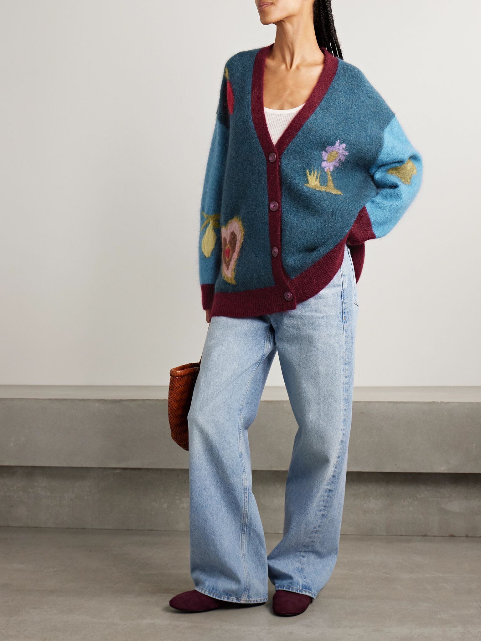 + Studio A Fredo oversized jacquard-knit cardigan Navy - 2