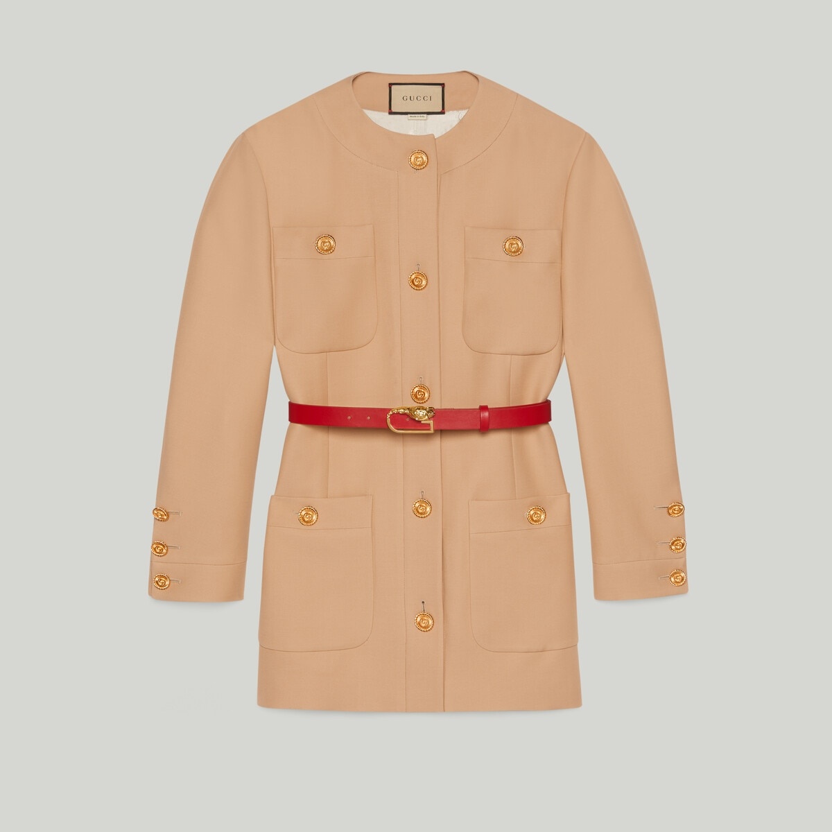 Belted crêpe wool-silk jacket - 1