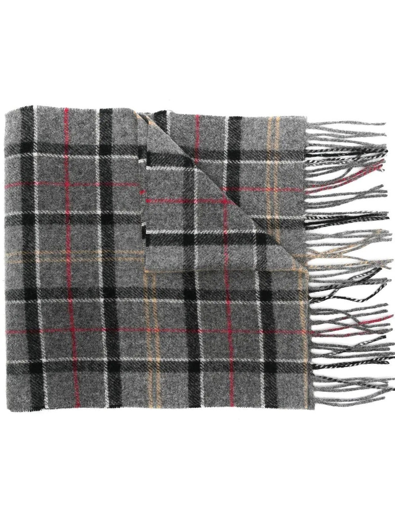 fringed tartan lambswool scarf 1