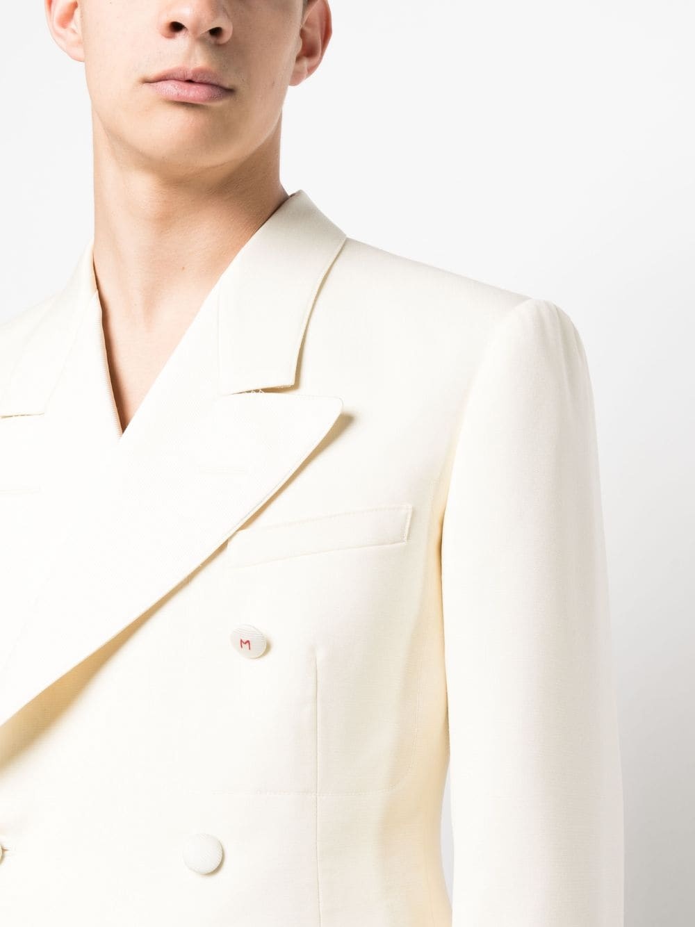 double-breasted mohair-silk blend blazer - 5