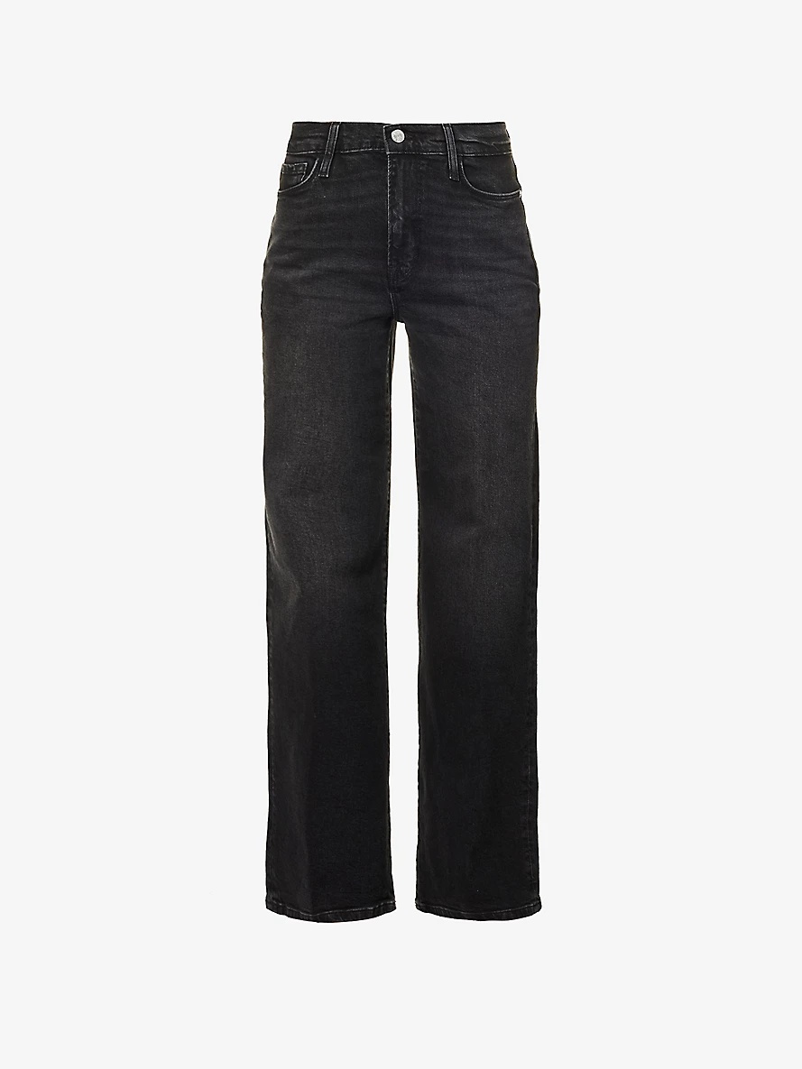 Le Slim high-rise wide-leg regular-fit stretch-denim jeans - 1