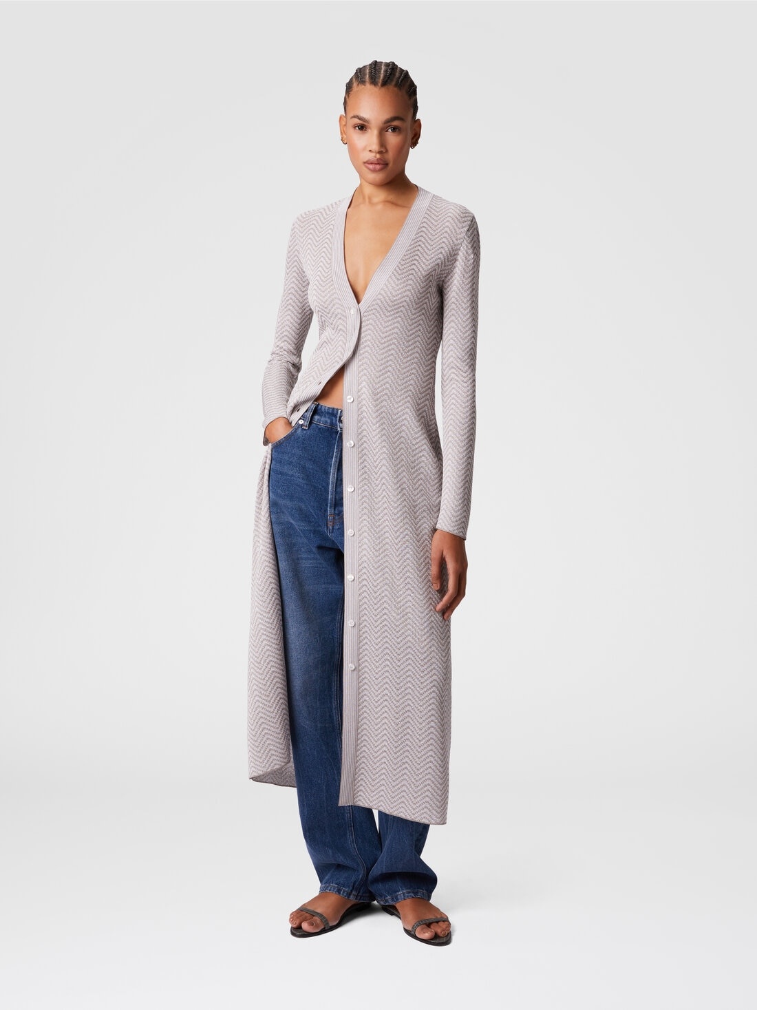 Long cardigan with wave pattern - 2