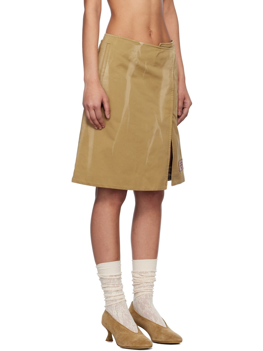 Beige Twill Midi Skirt - 2