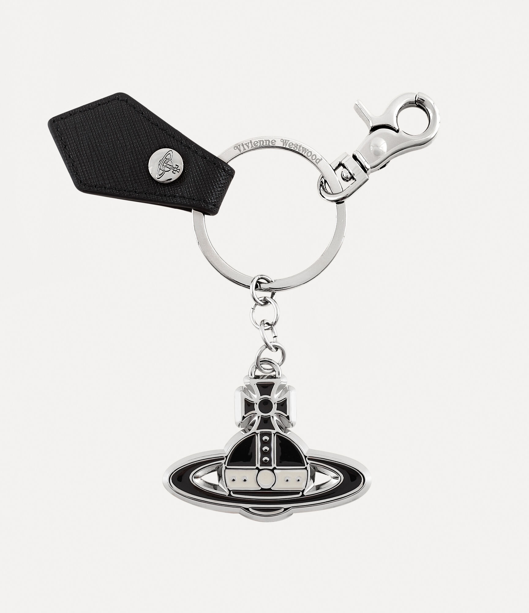 SAFFIANO BLACK AND WHITE KEYRING - 1