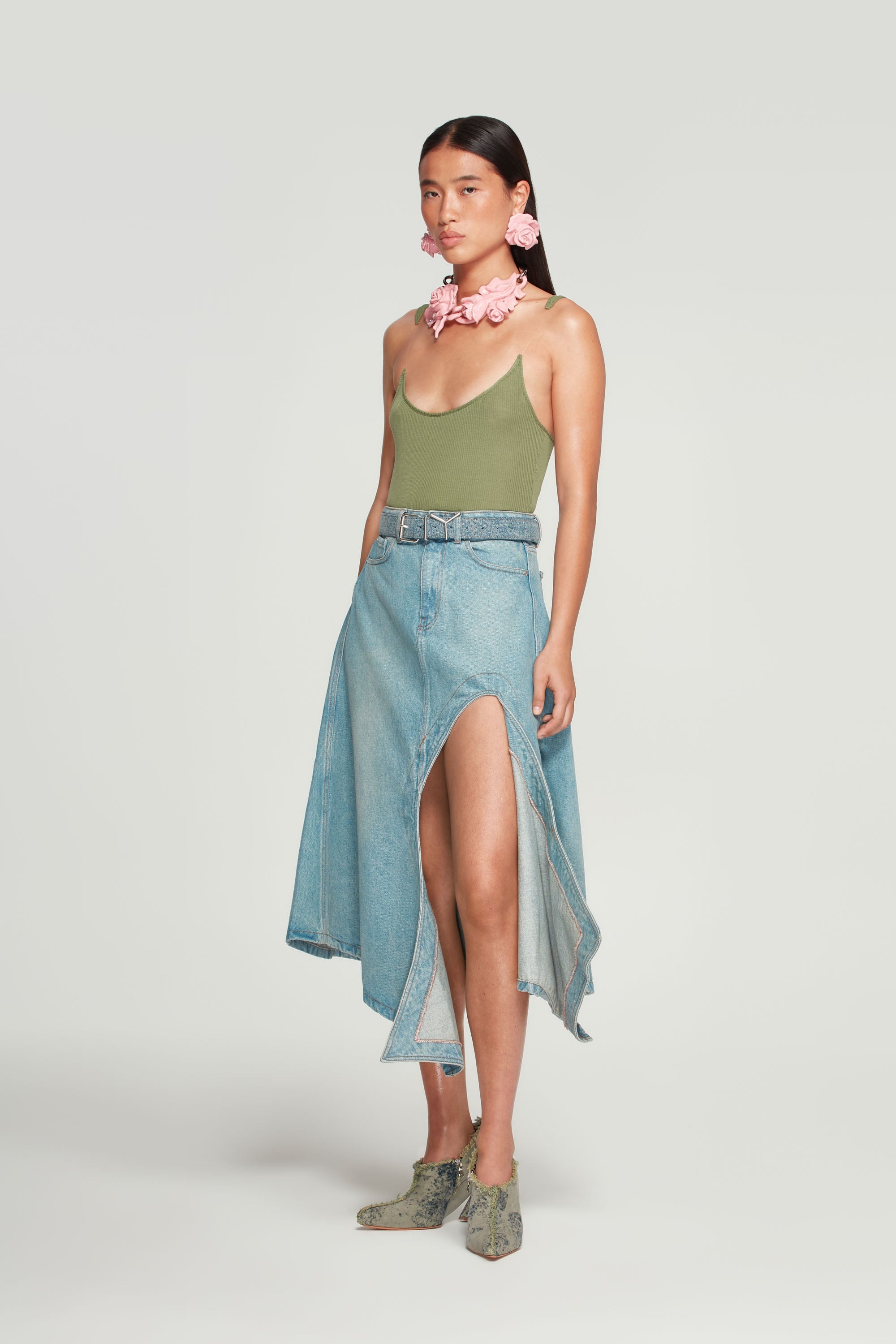 Cut Out Denim Skirt - 5