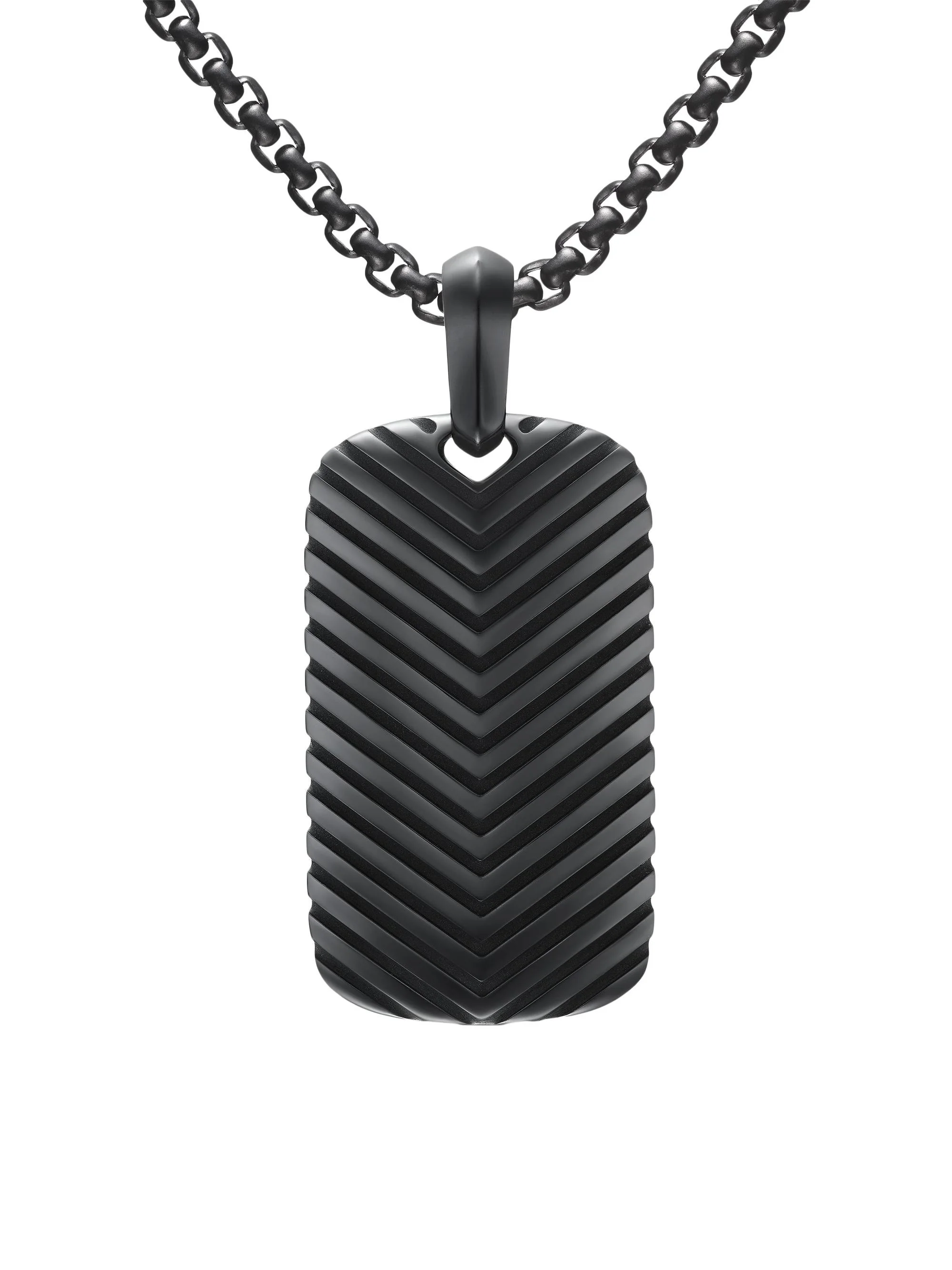 Men's Chevron Tag in Black Titanium, 34MM - Black - 1