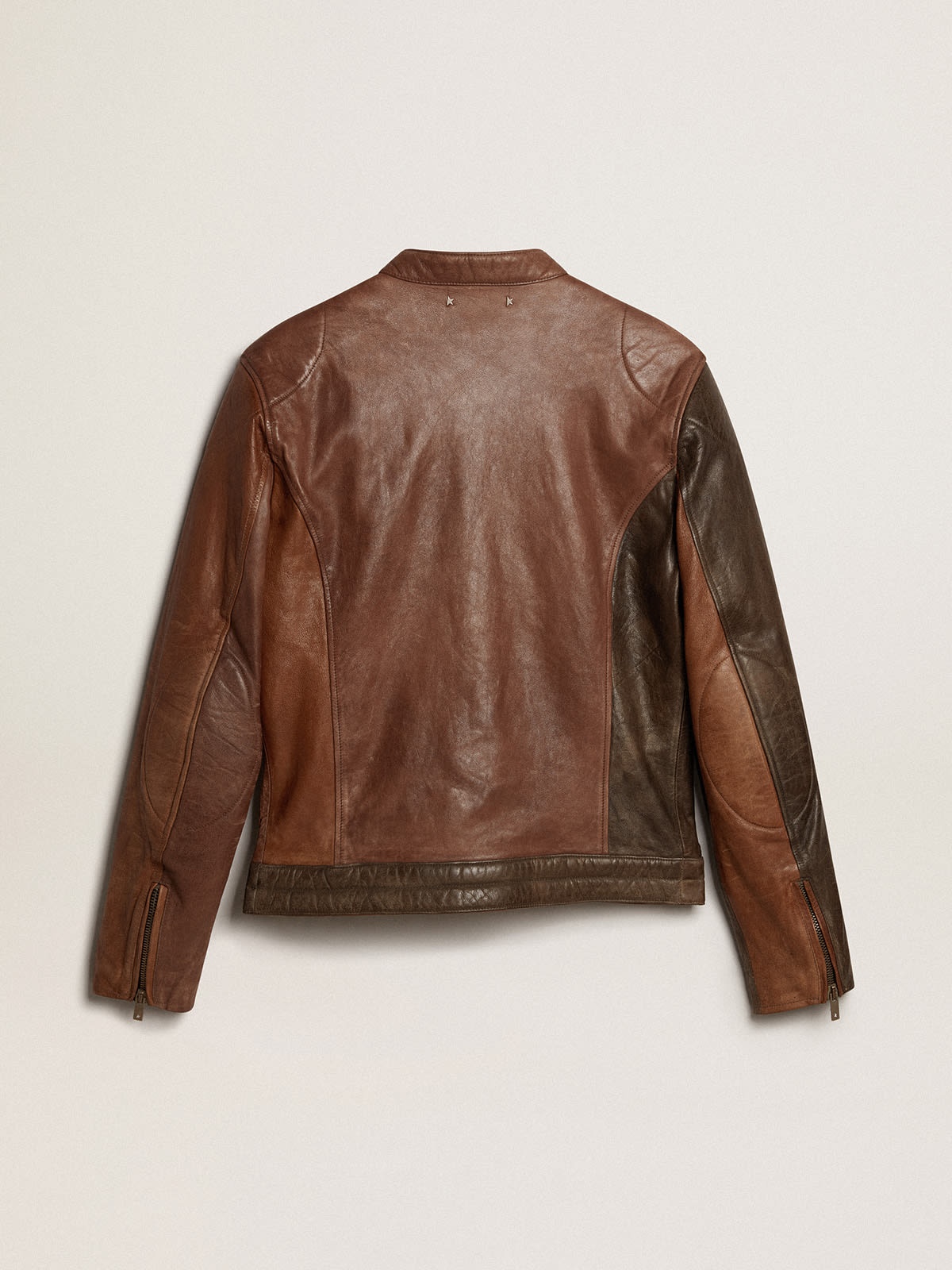Biker-inspired brown nappa leather jacket - 6