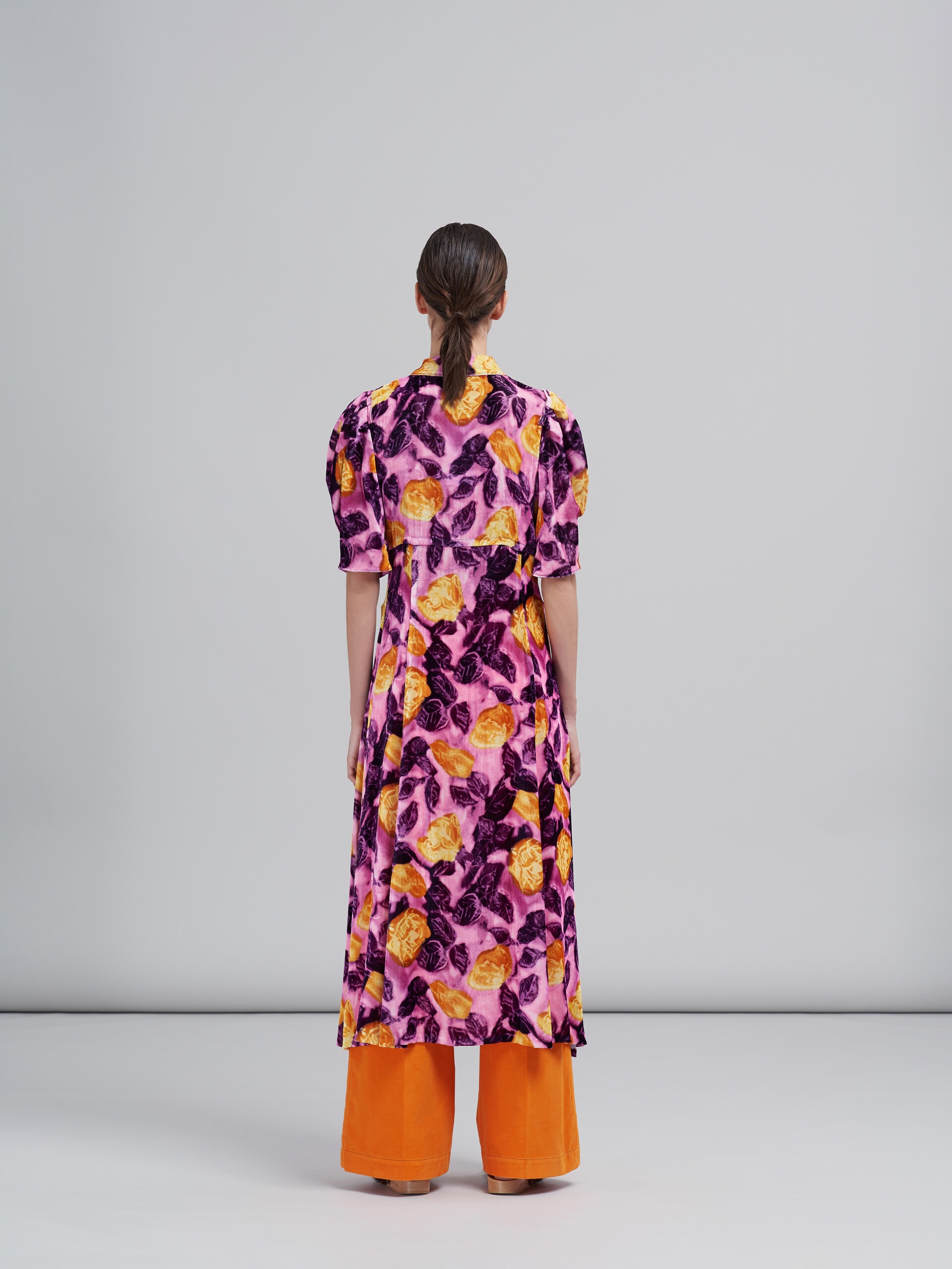 MORNING BLOSSOM PRINT FLUID VELVET DRESS - 3