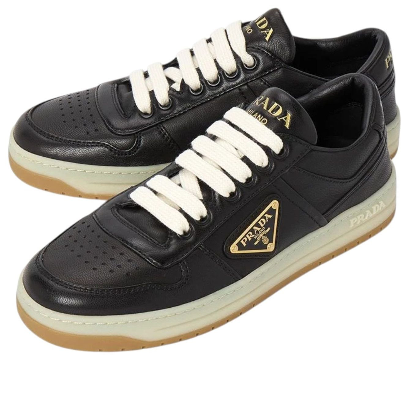 (WMNS) PRADA Downtown Leather Low 'Black Gum' 1E792M-038-F0632 - 2