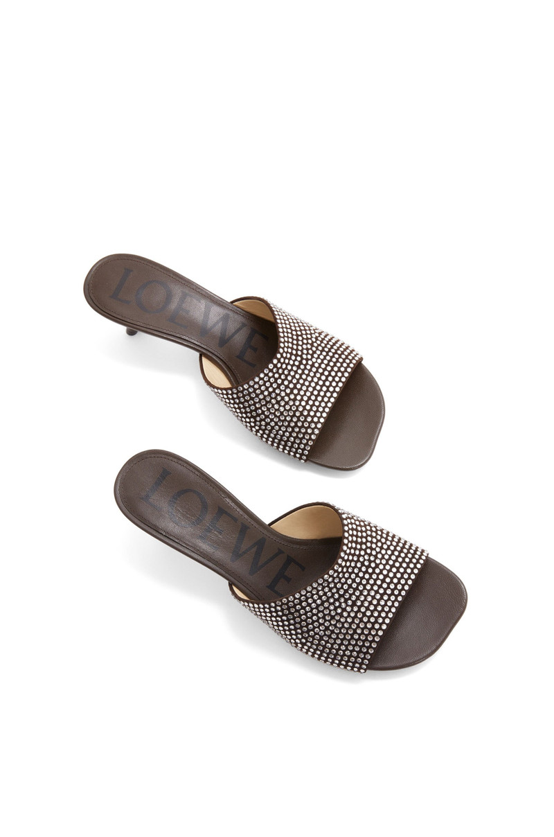 Petal kitten heel slide in suede and crystals 3