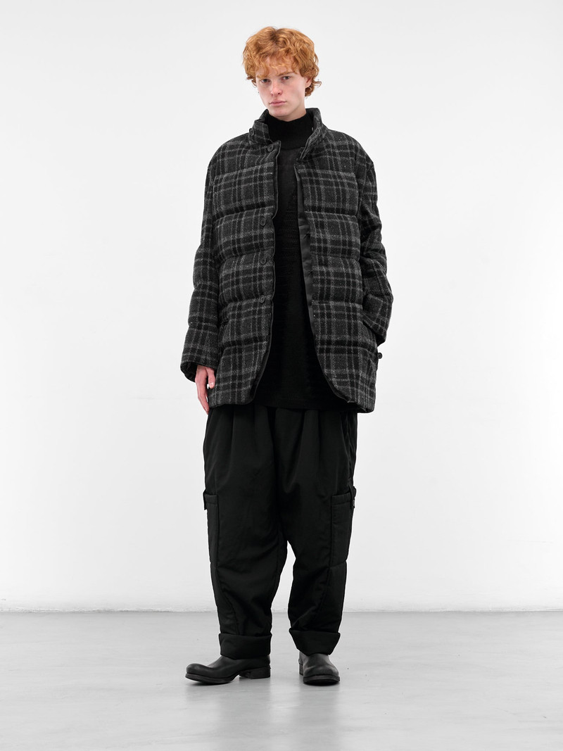 Yohji Yamamoto Black Plaid Wool Puffer Jacket outlook
