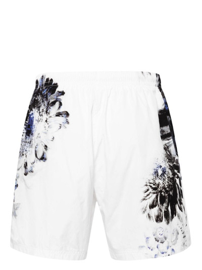 Alexander McQueen logo-embroidered graphic-print swim shorts outlook