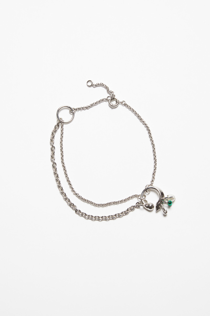 Multi-chain charm necklace - Silver/green 1