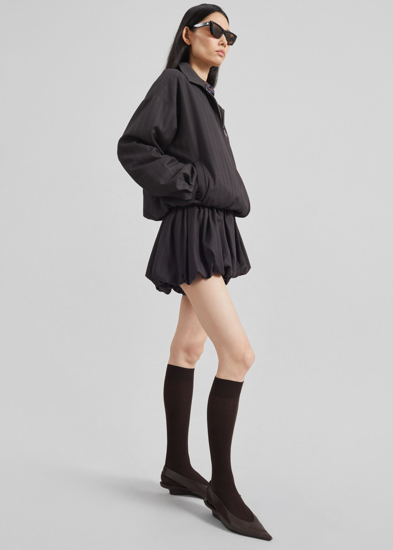 Minori Bubble-Hem Shorts - Charcoal/White Pinstripe 7
