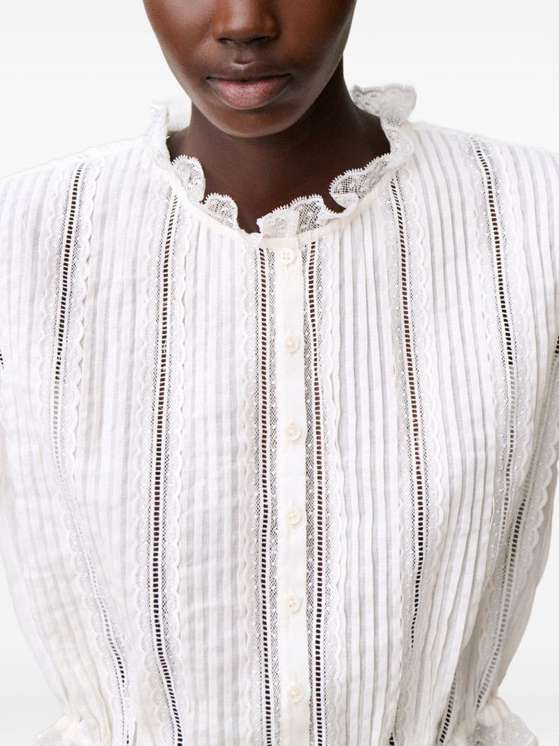 lace-trim pleated shirt 6