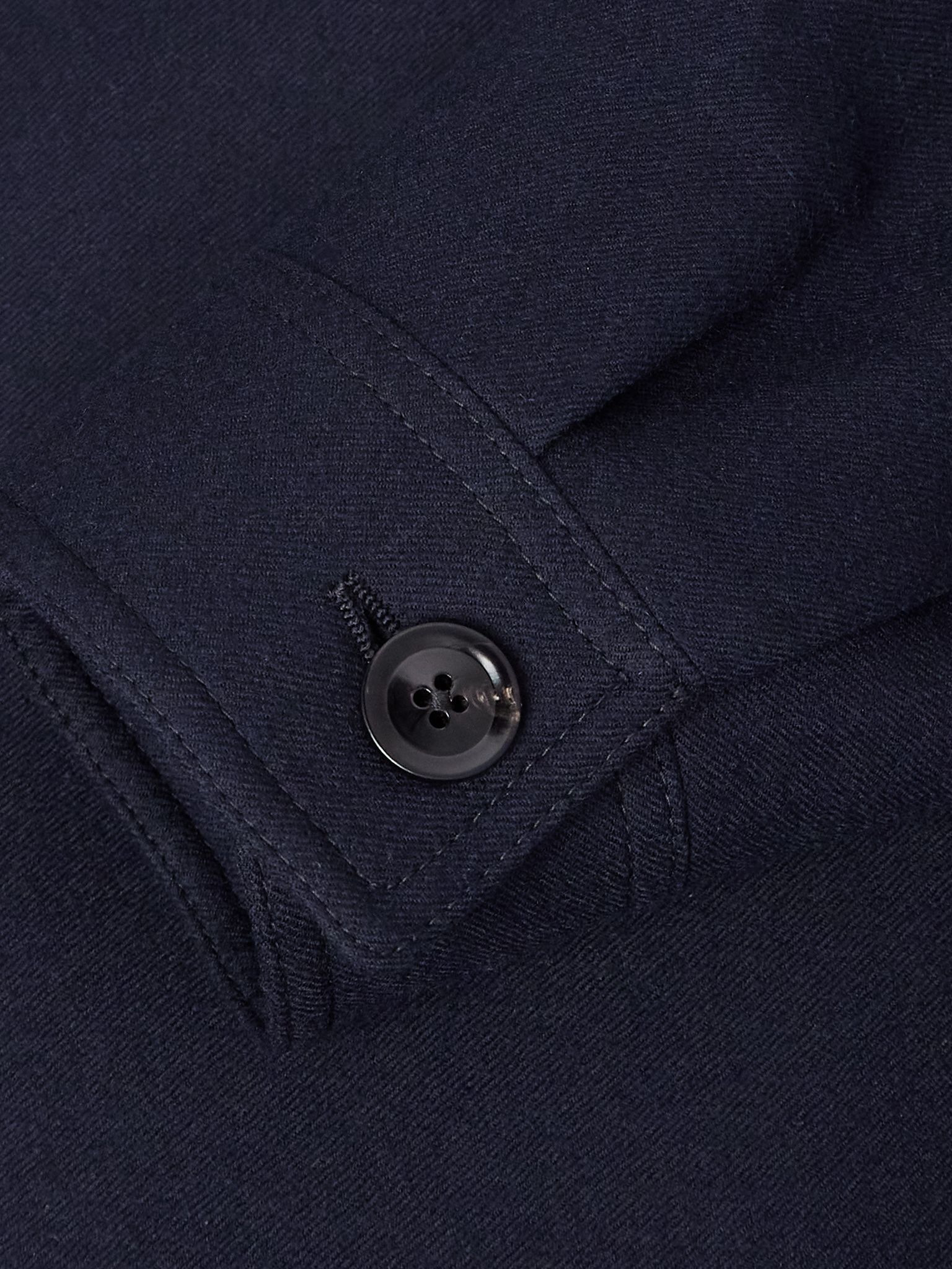 Wool and Silk-Blend Twill Overshirt Navy - 6