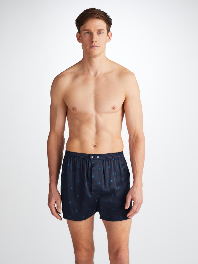 Men's Classic Fit Boxers Brindisi 106 Silk Satin Navy 1