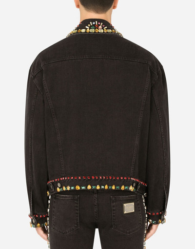 Dolce & Gabbana Black denim jacket with crystal embellishment outlook