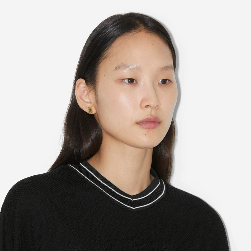 Gold-plated Monogram Motif Earrings 4