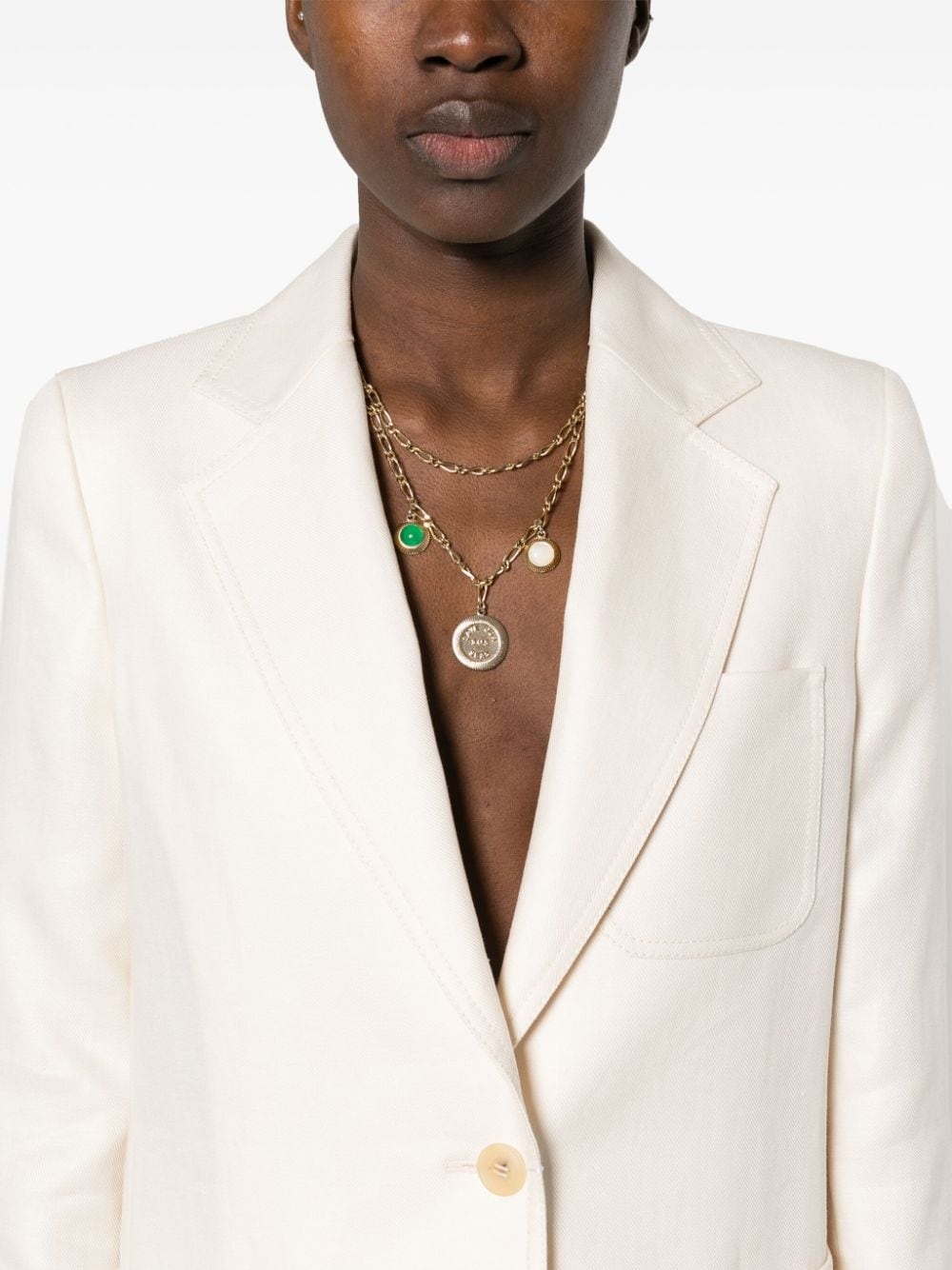Linen single-breasted blazer jacket - 2