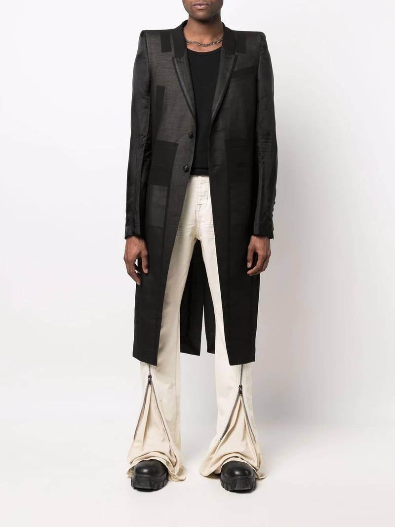 Rick Owens panelled single-breasted coat outlook