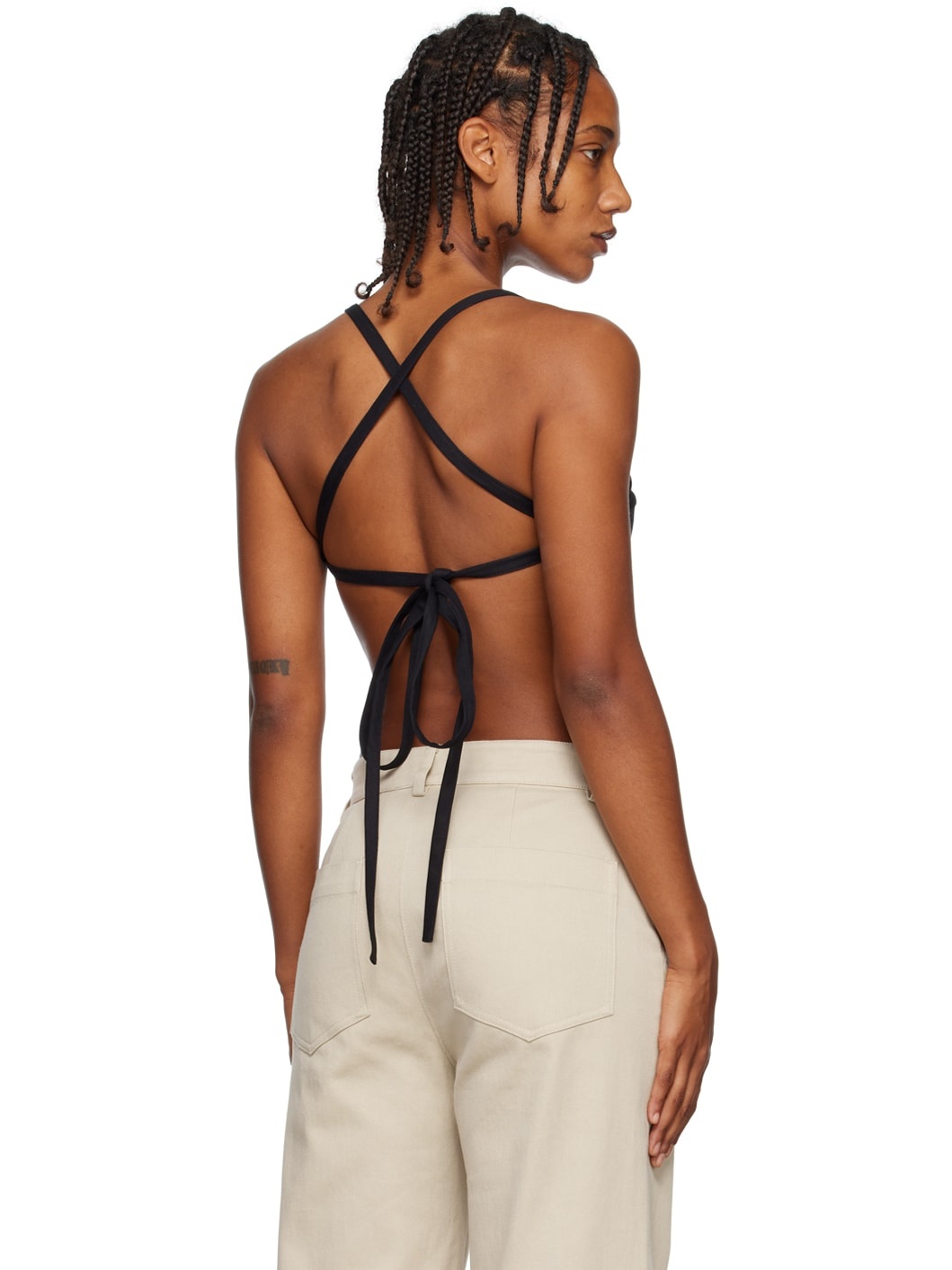 Black Tie Back Corset - 3