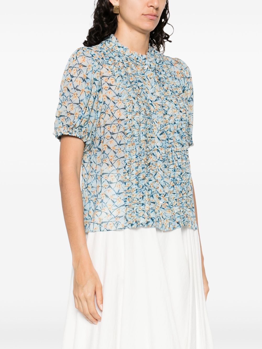 floral-print silk shirt - 3