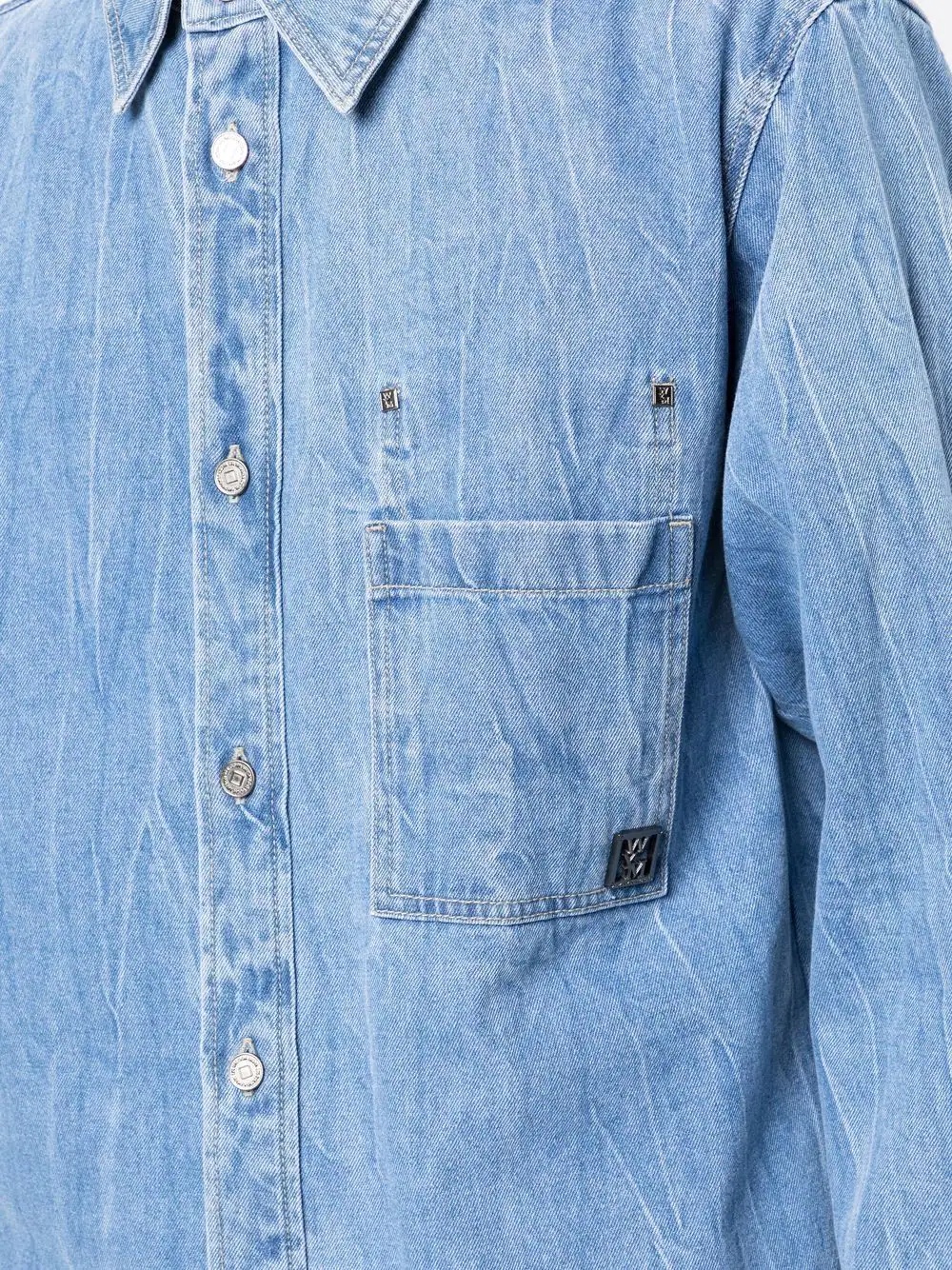 logo-plaque denim overshirt - 5