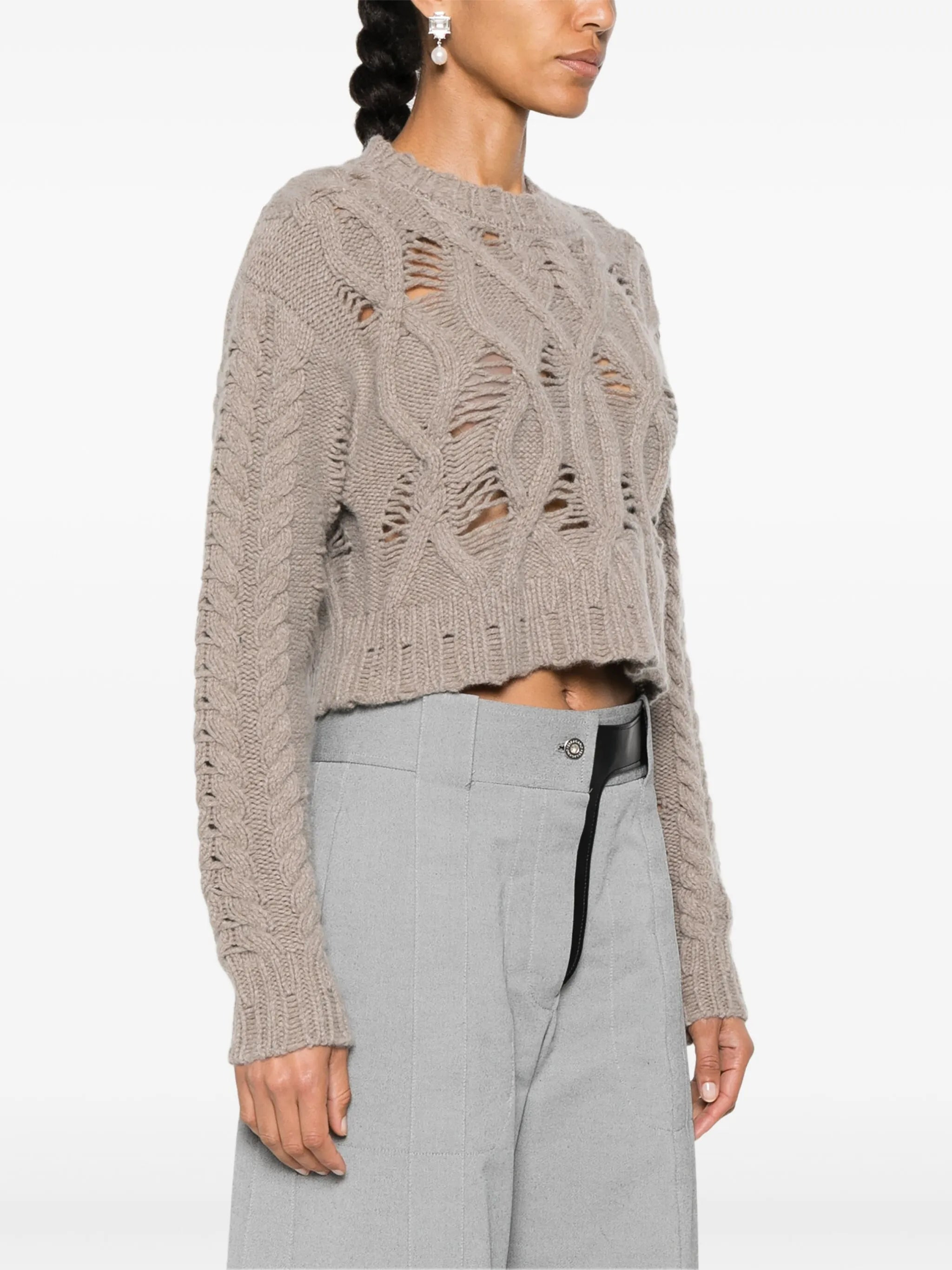 cable-knit cropped sweater - 3