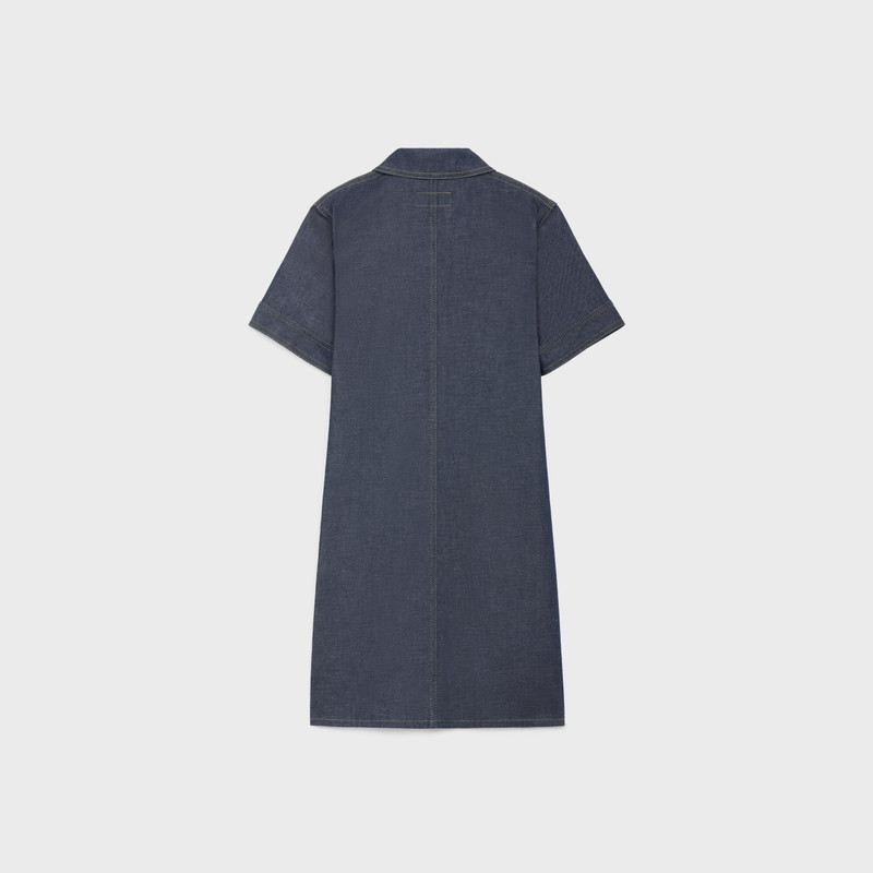 CELINE mini dress in raw wash denim outlook