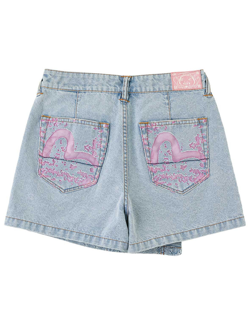 EVISU Color Burn-out Wordmark Denim Skort outlook