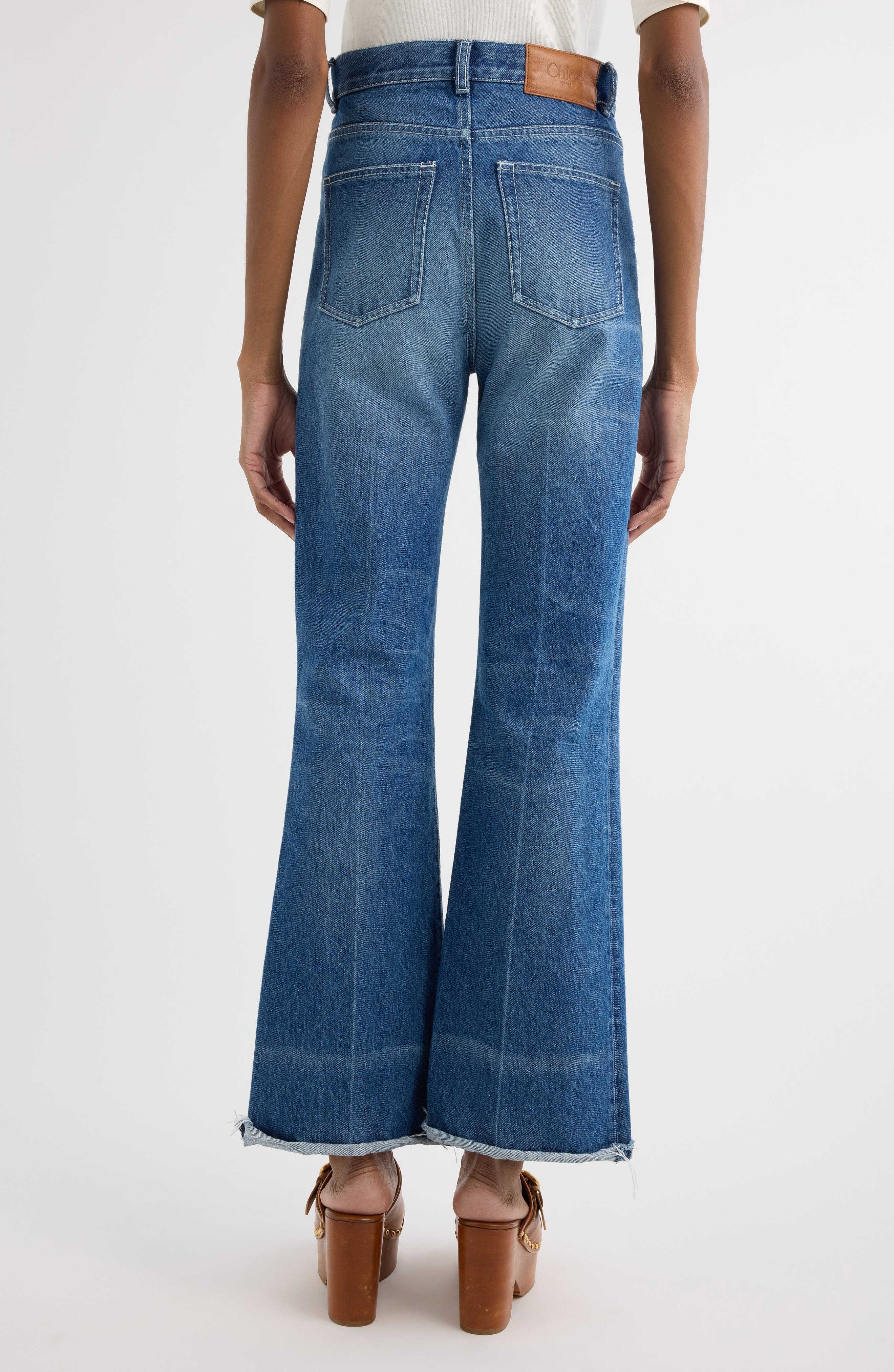 Chloé High Waist Flare Leg Jeans in Ocean Blue at Nordstrom - 3