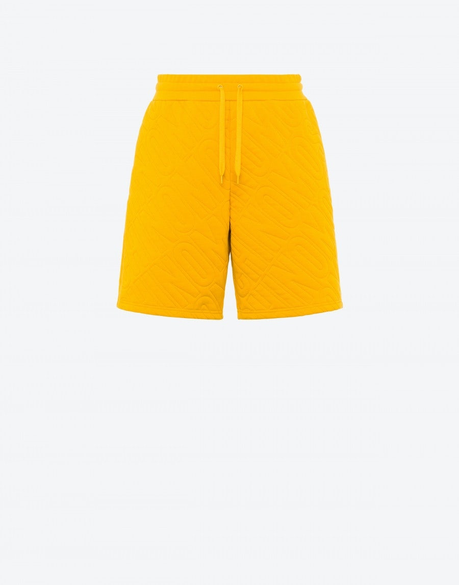 QUILTED ALLOVER LOGO ORGANIC FLEECE BERMUDA SHORTS - 1