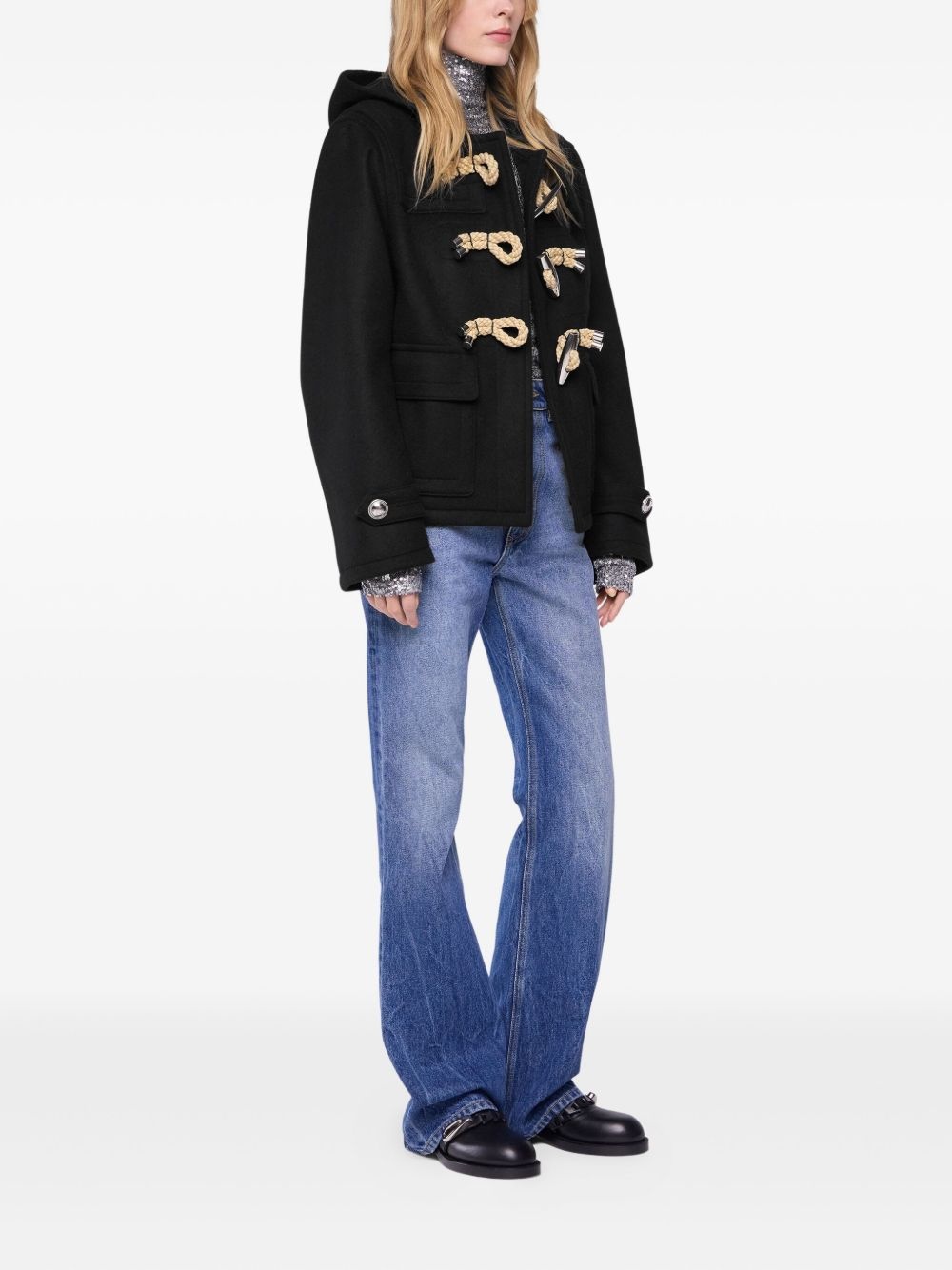 toggle-fastening hooded jacket - 3