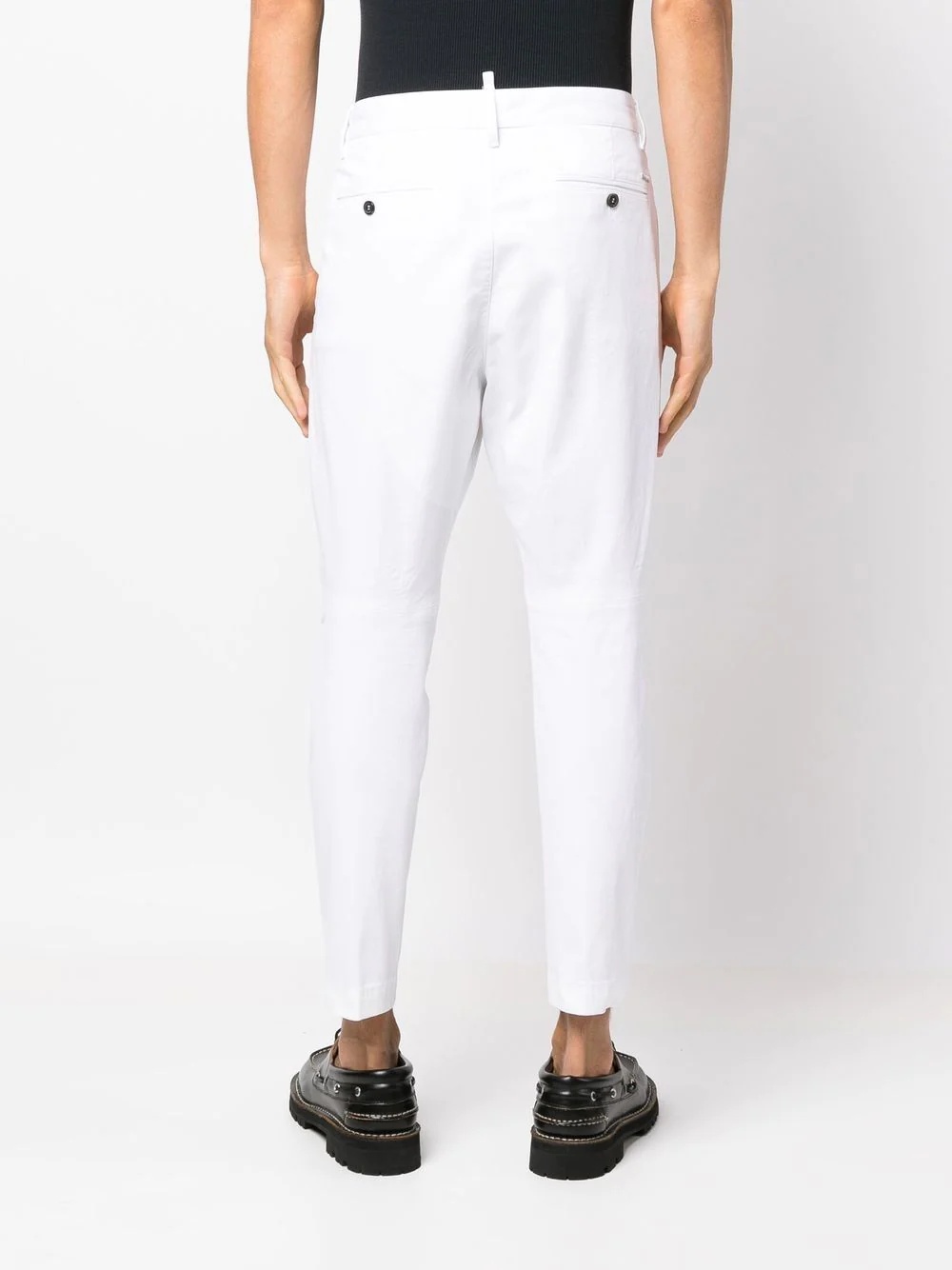 skinny-cut gathered-design trousers - 4