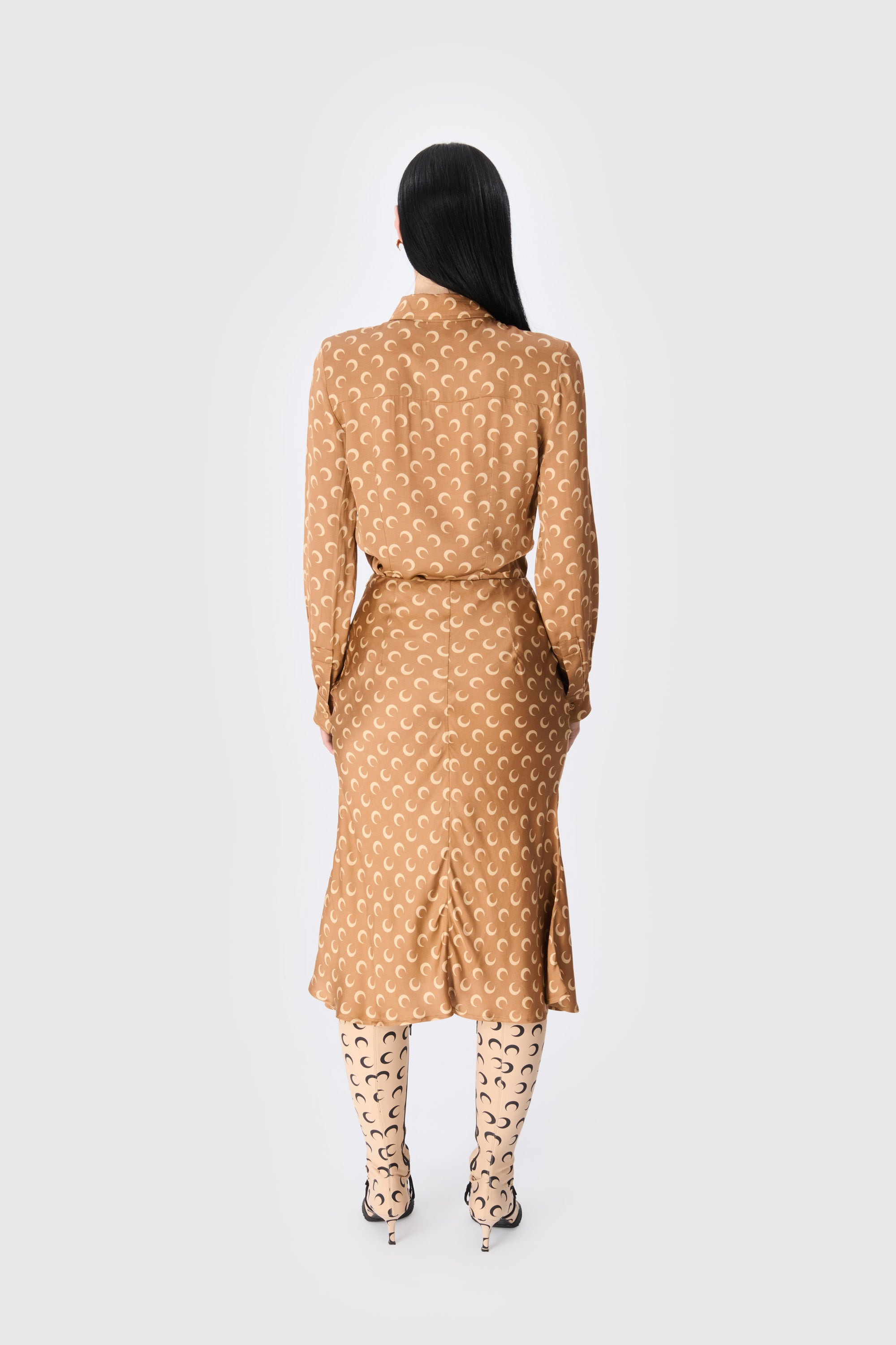 Moon Printed Flou Midi Skirt - 3