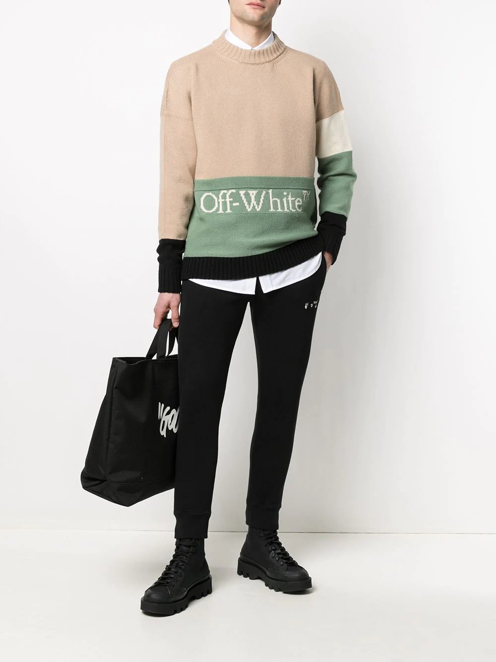 colour-block logo-print jumper - 2