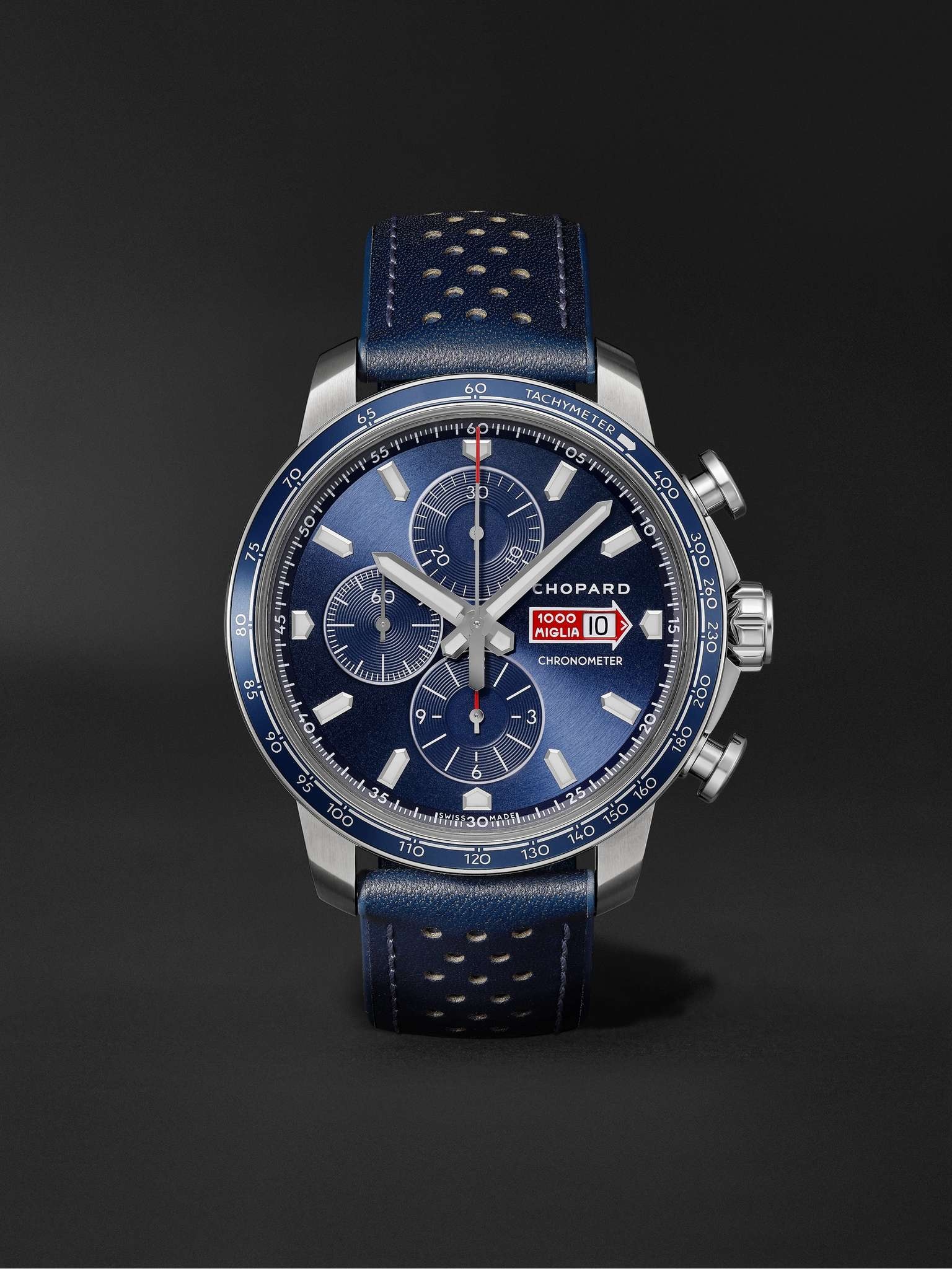 Mille Miglia GTS Azzurro Chrono Automatic Limited Edition 44mm Stainless Steel and Leather Watch, Re - 1