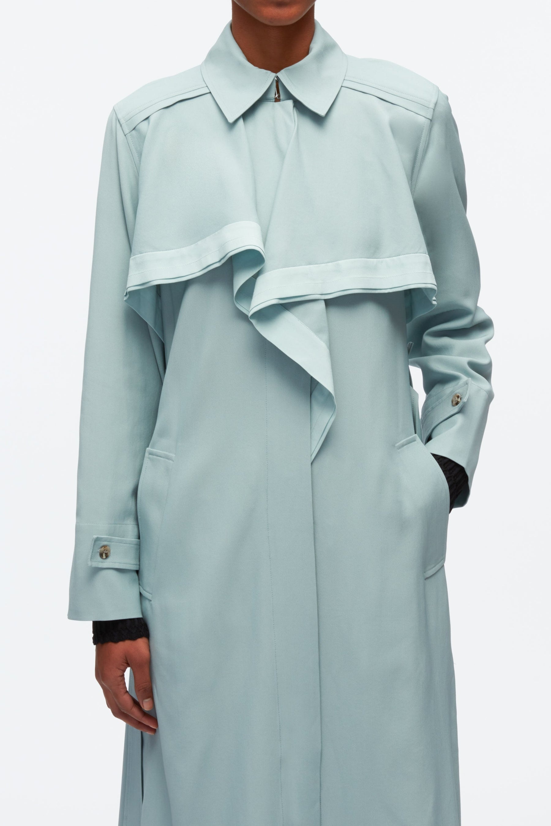 Lightweight Trench Dress With Cascade Drape - 2