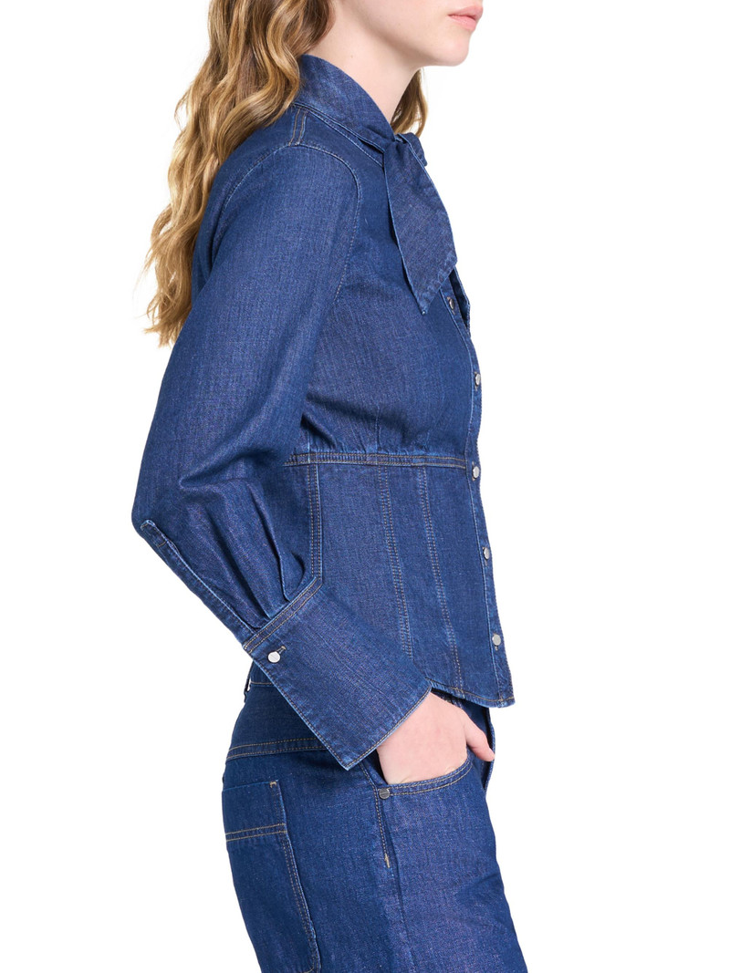 Women's Fifis Tailored Tie-Neck Denim Shirt - Dark Stone 4